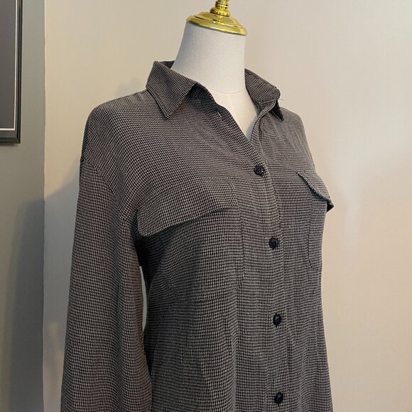 Dalia Collection Houndstooth Button-Up Shirt Blouse | Vintage-Inspired - Picture 4 of 5
